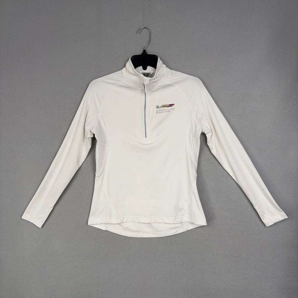Cadillac Racing Women Small White Solid Quarter Zip Pullover Gorpcore